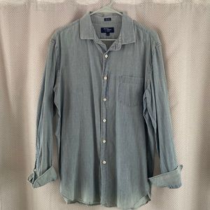 EUC - Men’s L - J.Crew L/S chambray 80s 2-ply button up shirt